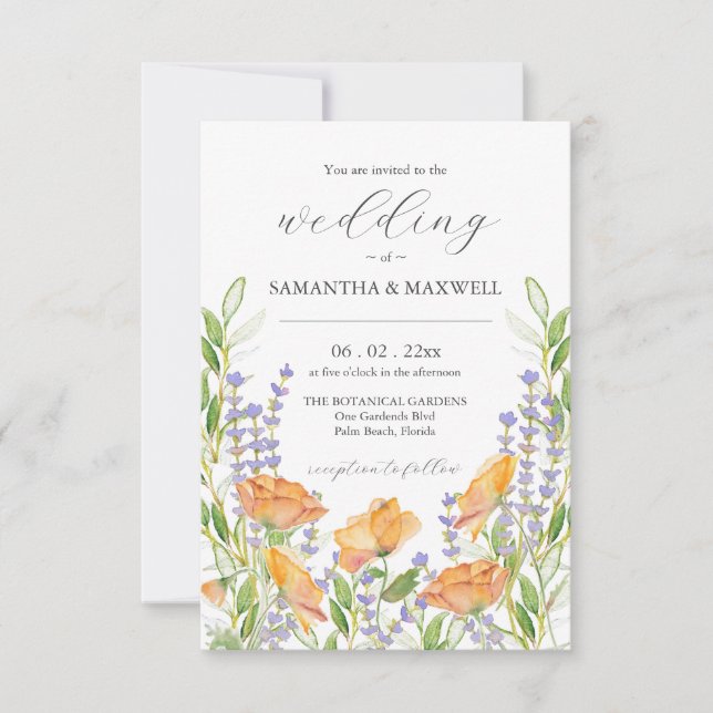 Invitación de matrimonio con floral única de códig (Anverso)