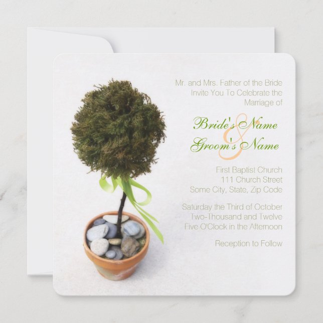Invitación de matrimonio de árbol de tema capricho (Anverso)