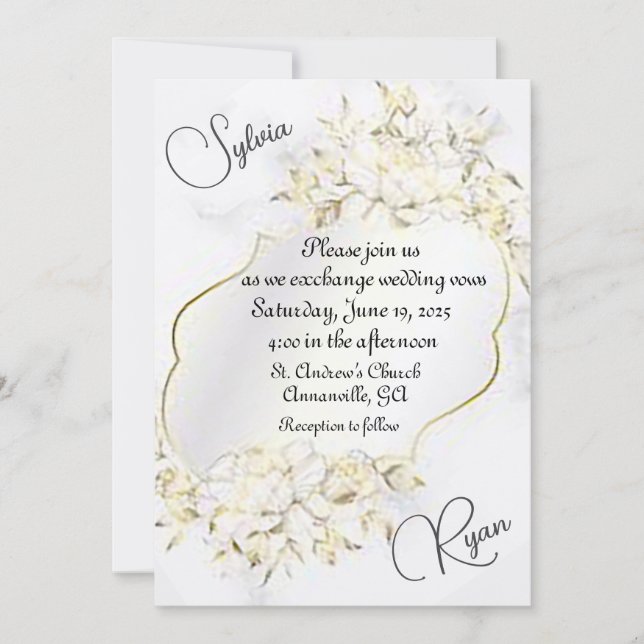 Invitación de matrimonio de arreglos florales de l (Anverso)