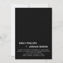 Invitación de matrimonio de barra baja negra