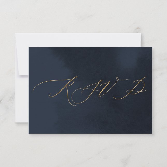 Invitación de matrimonio de caligrafía azul median (Anverso)
