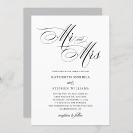 Invitación de matrimonio de caligrafía clásica Mr 