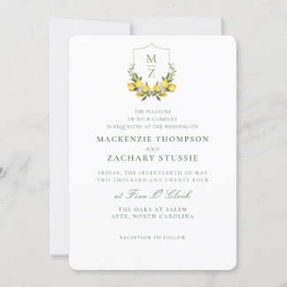 Invitación de matrimonio de cítricos florales de M
