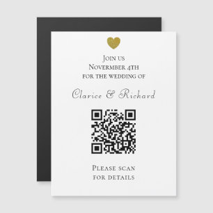 Invitación de matrimonio de código QR blanco para