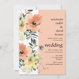 Invitación de matrimonio de código QR con floral d