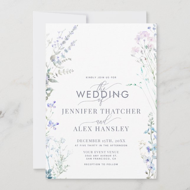 Invitación de matrimonio de código QR de flor silv (Anverso)
