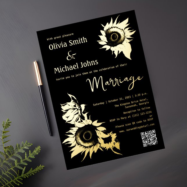 Invitación de matrimonio de código QR de girasol n (Subido por el creador)
