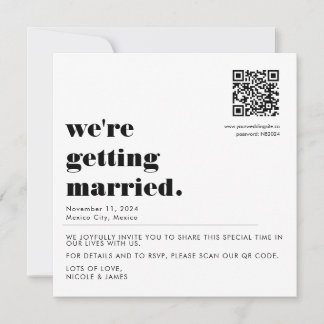 Invitación de matrimonio de código QR moderno y si