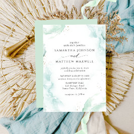 Invitación de matrimonio de color azul y verde air