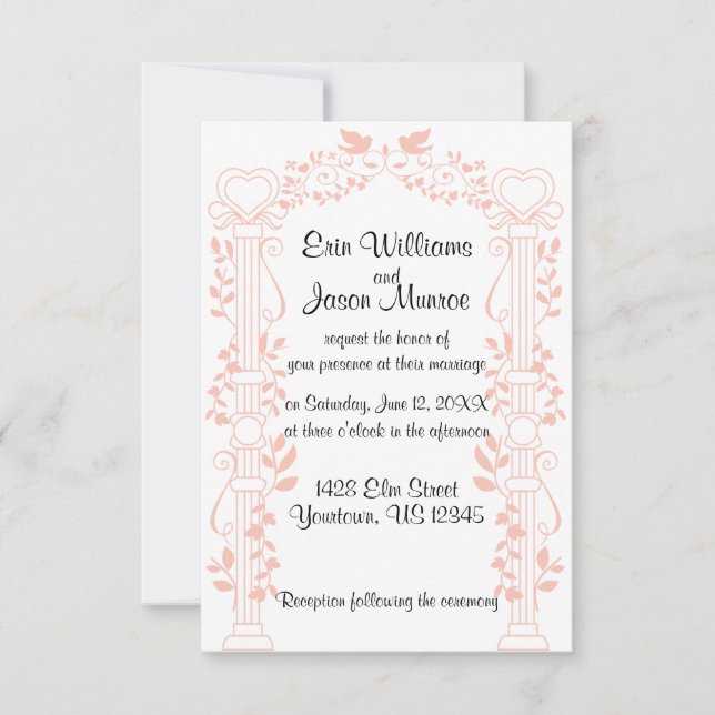 Invitación de matrimonio de columnas y viñetas (Anverso)
