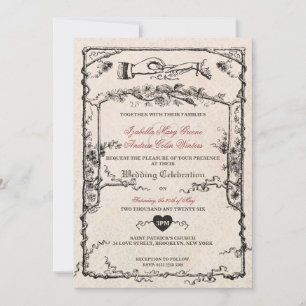 Invitación de matrimonio de cosecha #V3