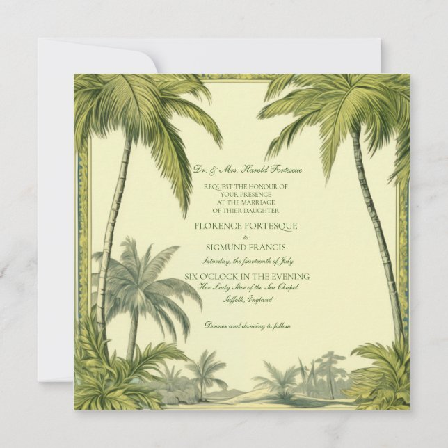 Invitación de matrimonio de destino de árbol de pa (Reverso)