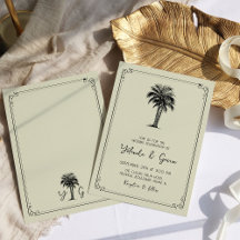 Invitación de matrimonio de destino simple de palm