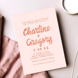 Invitación de matrimonio de escritura a mano rosa 