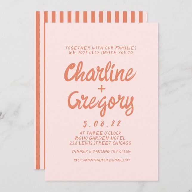 Invitación de matrimonio de escritura a mano rosa  (Subido por el creador)