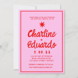 Invitación de matrimonio de escritura a mano rosa 