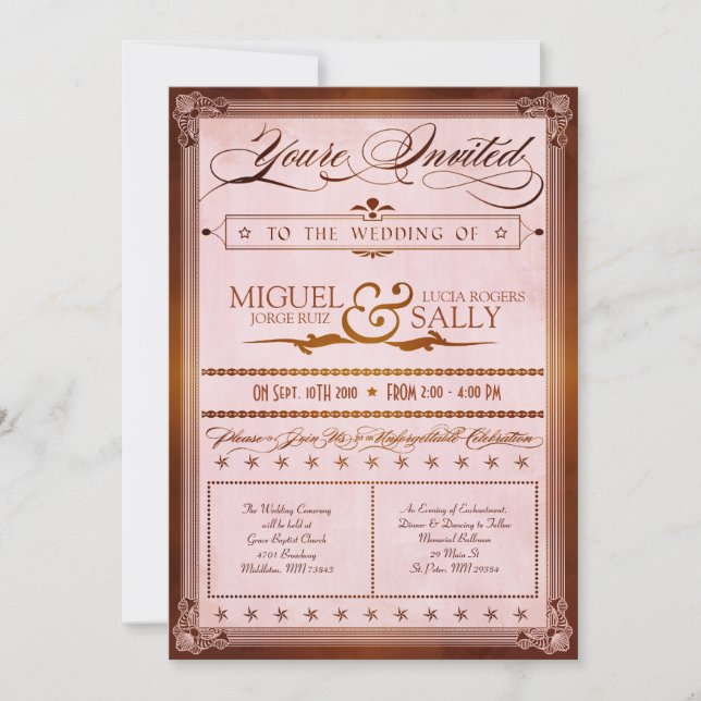 Invitación de matrimonio de estilo Poster de país  (Anverso)