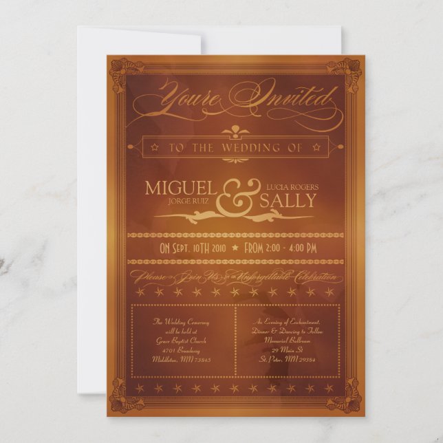 Invitación de matrimonio de estilo Poster de país  (Anverso)