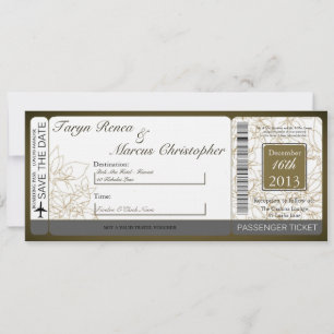 Invitación de matrimonio de línea de pases de emba