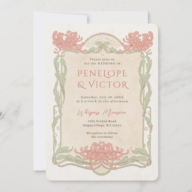 Invitación de matrimonio de marco de crisantemo vi (Anverso)