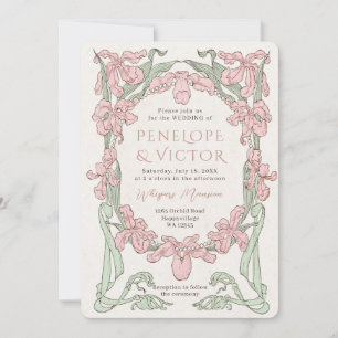Invitación de matrimonio de marco de orquídeas de