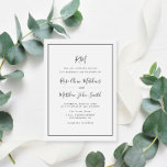 invitación de matrimonio de marco de tipografía si<br><div class="desc">diseño simple en blanco y negro con texto personalizado,  marco negro y guión encantador.</div>