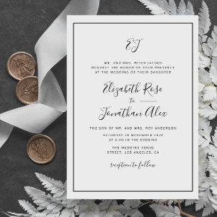 invitación de matrimonio de marco de tipografía si