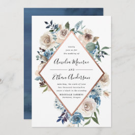 Invitación de matrimonio de marco floral de bellez