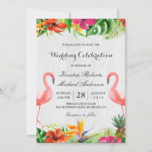 Invitación de matrimonio de pareja floral tropical