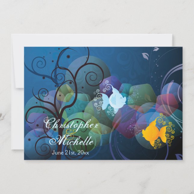 Invitación de matrimonio de parejas de peces subac (Anverso)