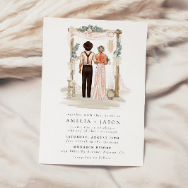 Invitación de matrimonio de parejas de playa bohem