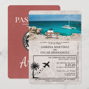 Invitación de matrimonio de pasaporte ligero de Bo