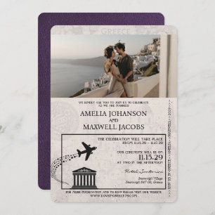 Invitación de matrimonio de pasaporte Violet Purpl