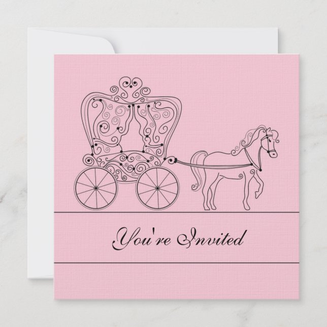 Invitación de matrimonio de transporte rosa ligero (Anverso)