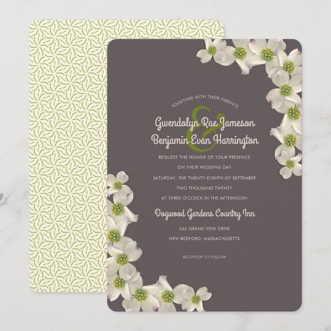 Invitación de matrimonio del Diseñador de bordes d (Anverso / Reverso)