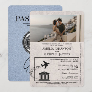 Invitación de matrimonio Dusty Blue Greece