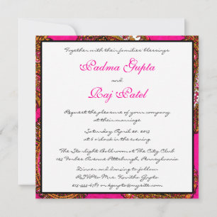 Invitación de matrimonio Electric Fuscia Paisley