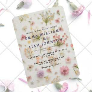 Invitación de matrimonio elegante de flor presiona