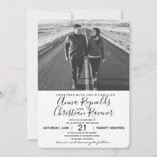 Invitación de matrimonio en blanco y negro