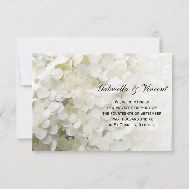 Invitación de matrimonio floral de Hydrangea blanc (Anverso)
