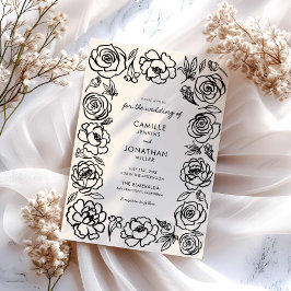 Invitación de matrimonio floral por mano caprichos