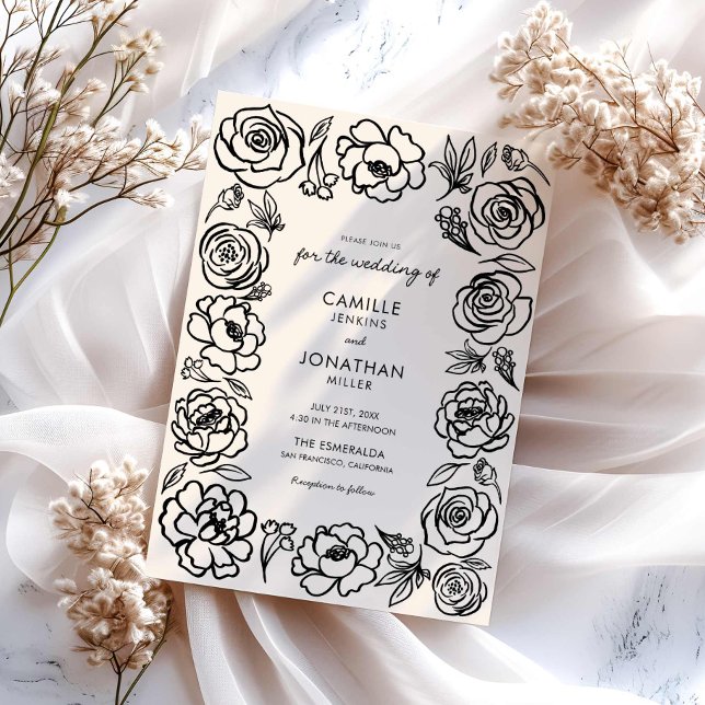 Invitación de matrimonio floral por mano caprichos (Whimsical hand floral wedding invitation)