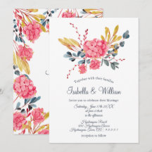 Invitación de matrimonio floral rosa Hydrangeas Bo