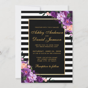 Invitación de matrimonio floral violeta morado SP