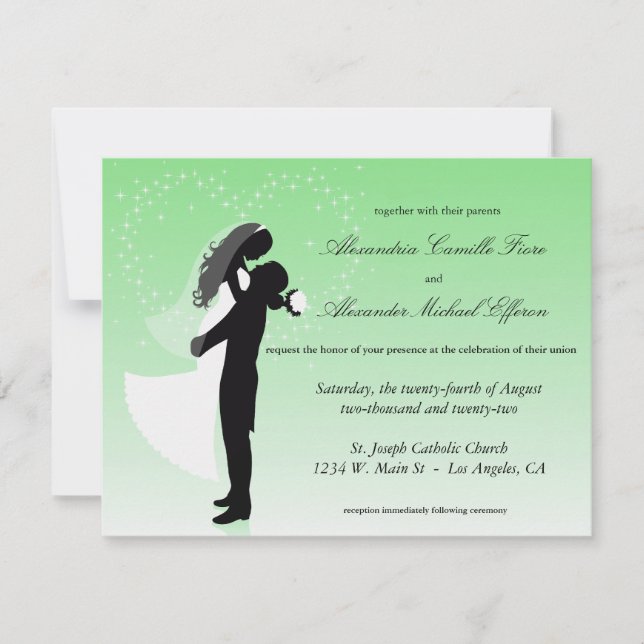 Invitación de matrimonio formal de silueta de colo (Anverso)