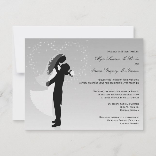 Invitación de matrimonio formal Ombre de plata (Anverso)