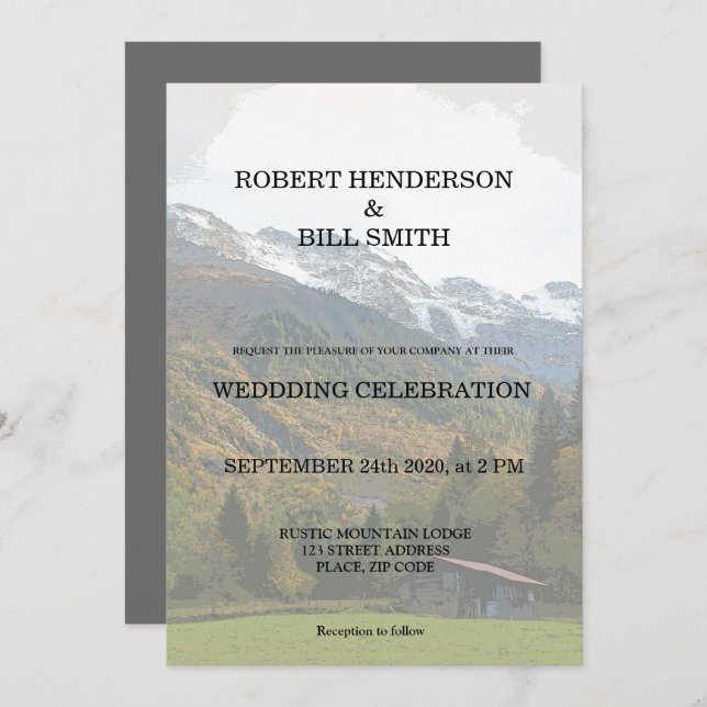 Invitación de matrimonio gay Mr. & Mr. (Anverso / Reverso)