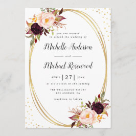 invitación de matrimonio geométrico con flores de 