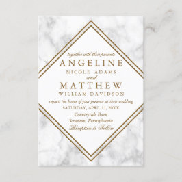 Invitación de matrimonio geométrico de cobre y már