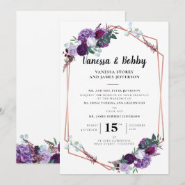 Invitación de matrimonio geométrico moderno con fl